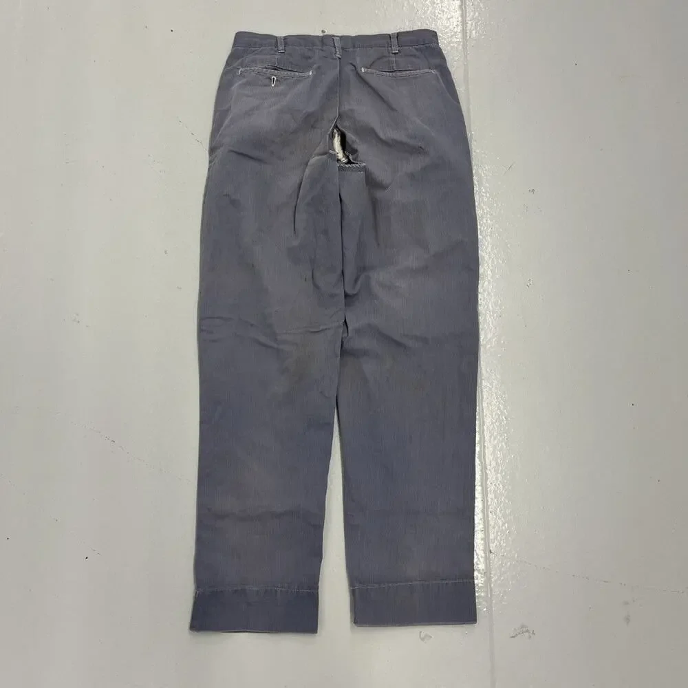 Vintage 60s Blue Sanforized Pique Workwear Chinos 28x29